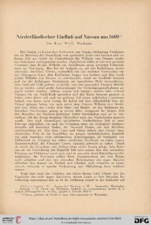 58: Niederländischer Einfluß auf Nassau um 1600