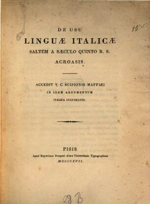 De usu linguae italicae saltem a Saeculo V. R. S. acvoasis