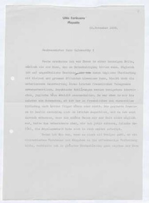 Brief von Gerhart Hauptmann an John Galsworthy