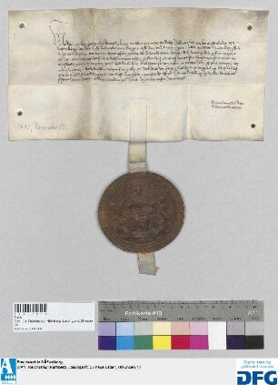 König Rupprecht stellt der Stadt Nürnberg Quittung aus über 2000 fl. jährliche Reichssteuer.