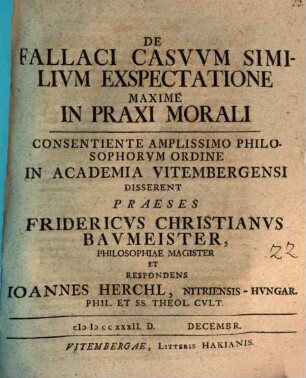 De fallaci casuum similium exspectatione, maxime in praxi morali