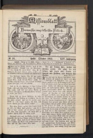 N°. 10. Oktober 1912. XIV. Jahrgang