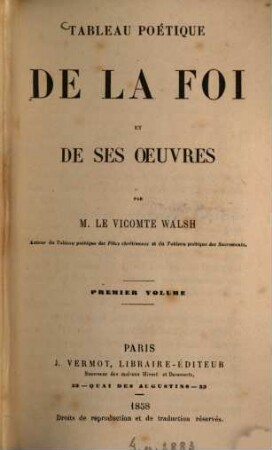Tableau poétique de la foi et de ses oeuvres, 1