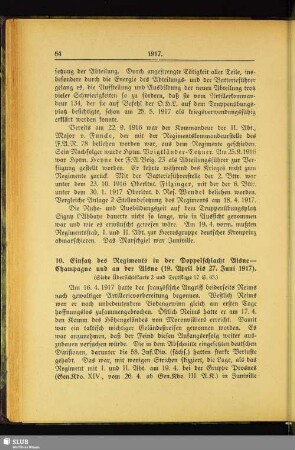 10. Einsatz des Regiments in der Doppelschlacht Aisne-Champagne und an der Aisne (19. April bis 27. Juni 1917)