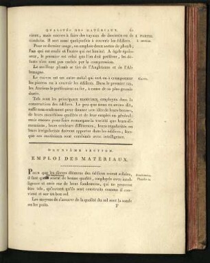 Deuxième section: Emploi des matériaux.