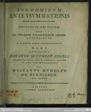 Ius Hominum Ante Usum Rationis : Disputatio Ex Iure Naturae