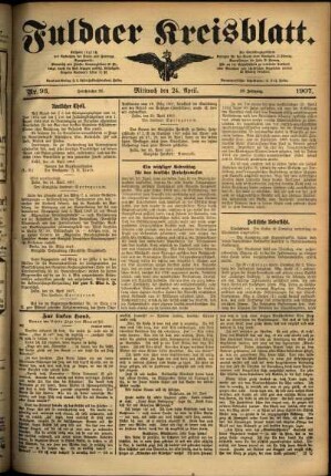 Ausgabe vom Mittwoch, den 24. April 1907.
