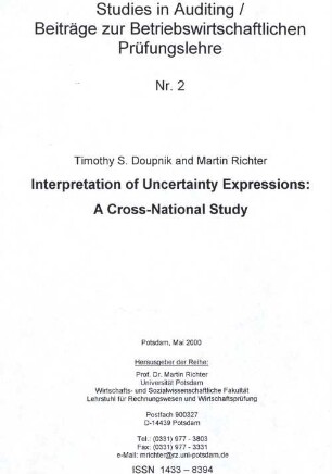 Interpretation of uncertainty expressions : a cross-national study