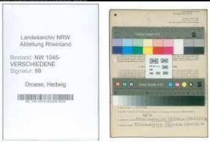 Entnazifizierung Hedwig Droese , geb. 31.01.1897 ()