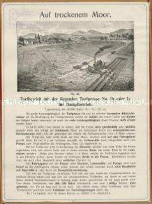 Torfbetrieb mit liegender Torfpresse für Dampfbetrieb