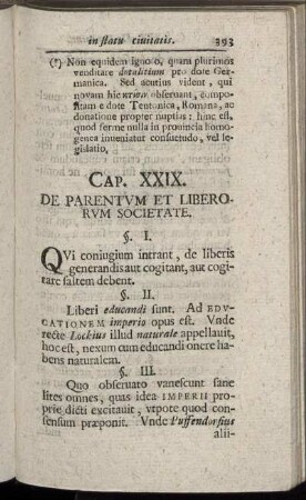 Cap. XXIX. De Parentum Et Liberorum Societate.