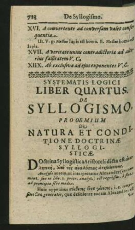 Systematis Logici Liber Quartus. De Syllogismo.