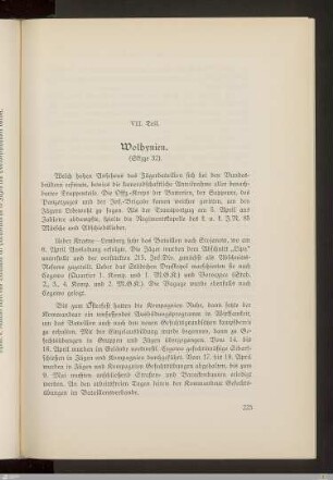 VII. Teil: Wolhynien