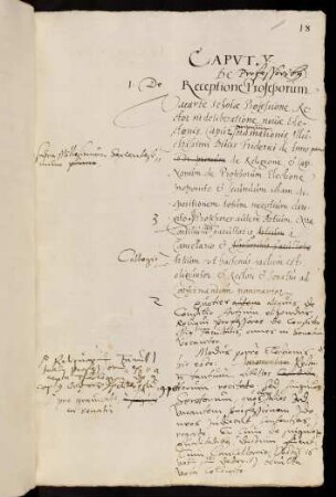 1. De Receptione Professorum.