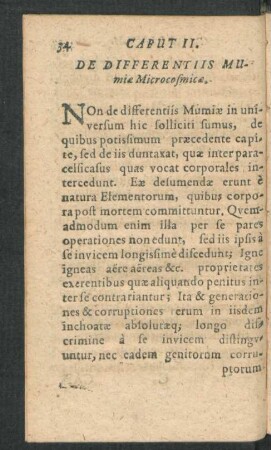 Caput II. De Differentiis Mumiae Microcosmicae.