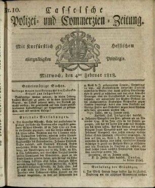 Nr. 10, Mittwoch, den 4ten Februar 1818