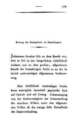 Bildung der Staatsglieder zu Staatsbürgern.