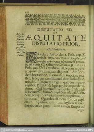 Disputatio XIX. De Aequitate Disputatio Prior