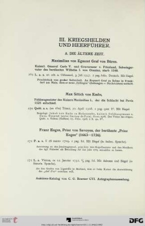 III. Kriegshelden und Heerführer (Nr. 269-380)