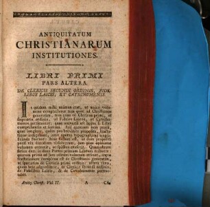 Antiquitatum Christianarum Institutiones : Nova Methodo In Quatuor Libros Tributae Ad Usum Seminarii Neapolitani, 1,2