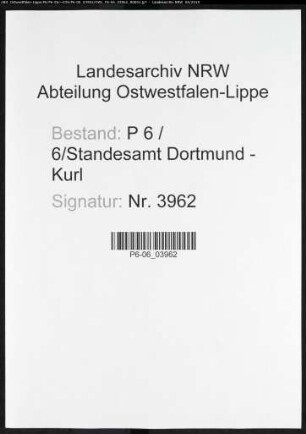 Sterberegister Standesamt Dortmund-Kurl (XV)