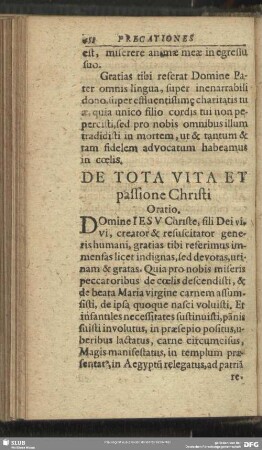 De Tota Vita Et passione Chrisiti Oratio