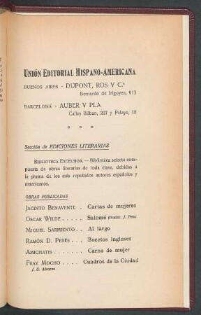 [Obras publicadas de] Unión Editorial Hispano-Americana