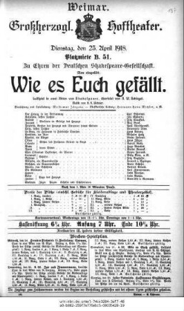 Wie es Euch gefällt