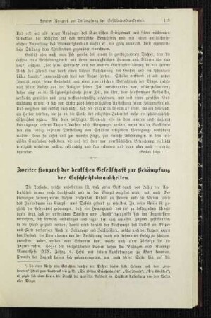 Zweiter Kongreß der deutschen Gesellschaft zur Bekämpfung der Geschlechtskrankheiten