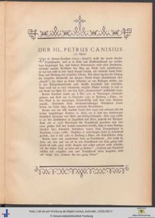 Der hl. Petrus Canisius.