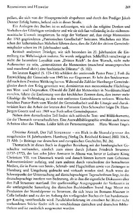 Keitsch, Christine :: Der Fall Struensee, ein Blick in die Skandalpresse des ausgehenden 18. Jahrhunderts, (Beiträge zur deutschen und europäischen Geschichte, 26) : Hamburg, Krämer, 2000