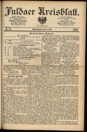 Erste Ausgabe vom Samstag, den 08. Juli 1899.