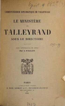 Correspondance diplomatique de Talleyrand, 3