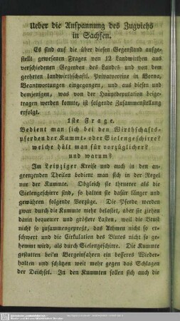 Ueber die Anspannung des Zugviehs in Sachsen