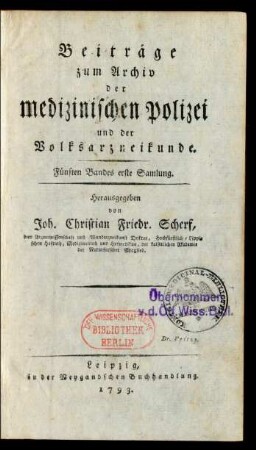 Fünften Bandes erste Samlung