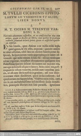 M. Tullii Ciceronis Epistolarum Ad Varronem Et Alios Liber Nonus