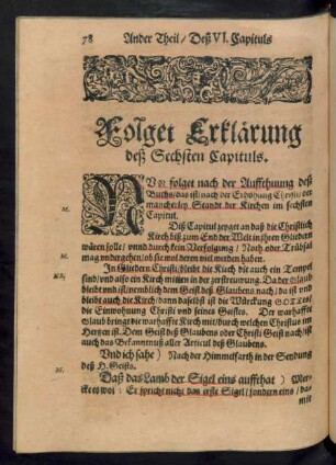 Folget Erklärung deß Sechsten Capituls.