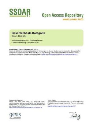 Geschlecht als Kategorie