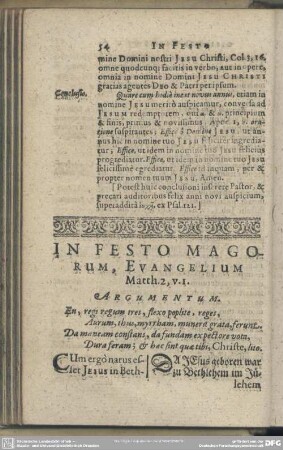 In Festo Magorum, Evangelium Matth. 2. v. 1