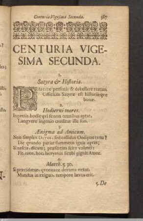 Centuria Vigesima Secunda.