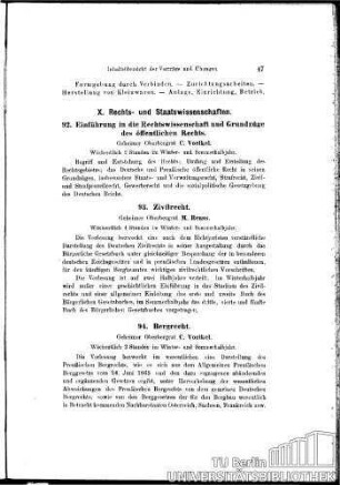 X. Rechts- und Staatswissenschaften