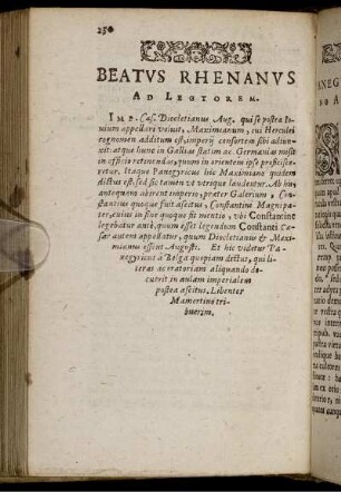 Beatus Rhenanus Ad Lectorem