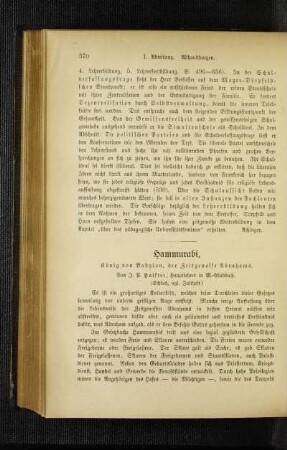 Hammurabi : König von Babylon, der Zeitgenosse Abrahams ; (Schluß, vgl. Juliheft)