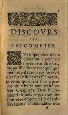 Discours sur les Comètes