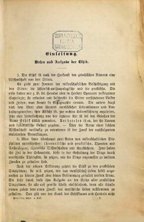 System der Ethik : mit einem Umriß der Staats- und Gesellschaftslehre, 1