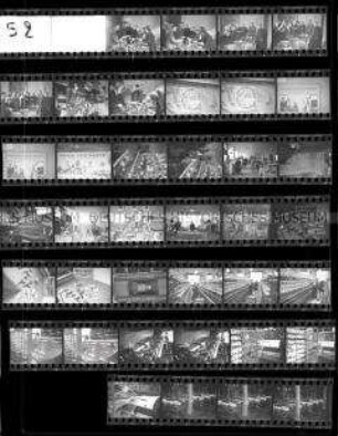 Schwarz-Weiß-Negative mit Aufnahmen aus der Dresdener Gardinenmanufaktur, Spielwaren aus dem Erzgebirge, Schutträumplanungskarten u.a.