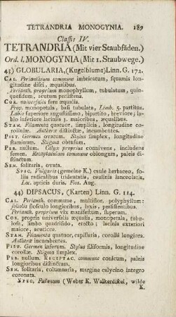 Classis IV. Tetrandria