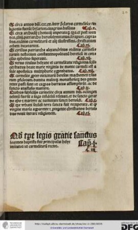 Quid tempore legis gratie sanctus Ioannes Baptista fuit principalis Helye imitator et Carmelitarum rector.