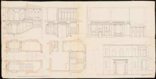 Treppenhaus: Ansicht, Schnitt, Grundriss, Maßstabsleiste