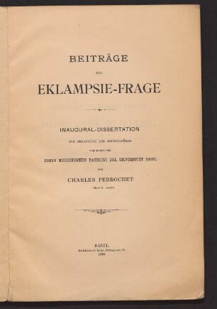Beiträge zur Eklampsie-Frage